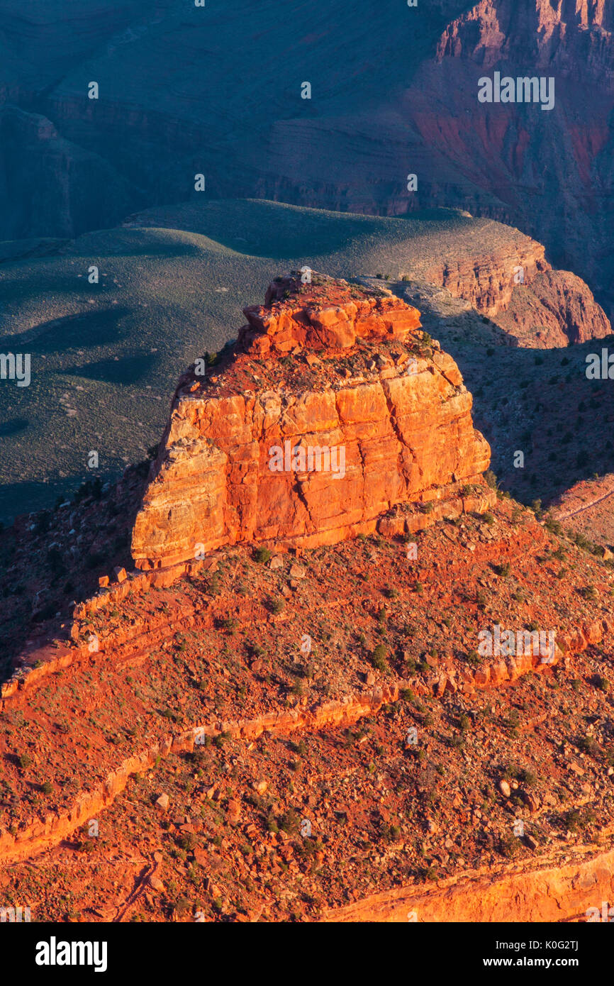 Début de lumière sur O'Neil Butte de Yaki Point le long de la rive sud, le Parc National du Grand Canyon, Arizona, USA. Banque D'Images