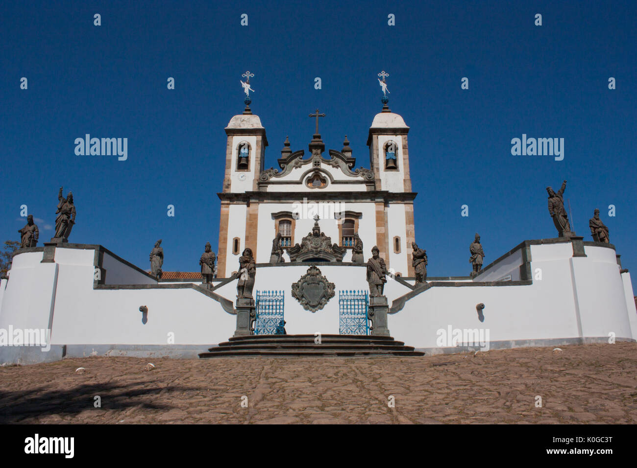 Sanctuaire de Bom Jesus de Matosinhos (Site du patrimoine mondial de l'UNESCO), et les prophètes des sculptures de l'Aleijadinho - Congonhas, Minas Gerais, Brésil Banque D'Images