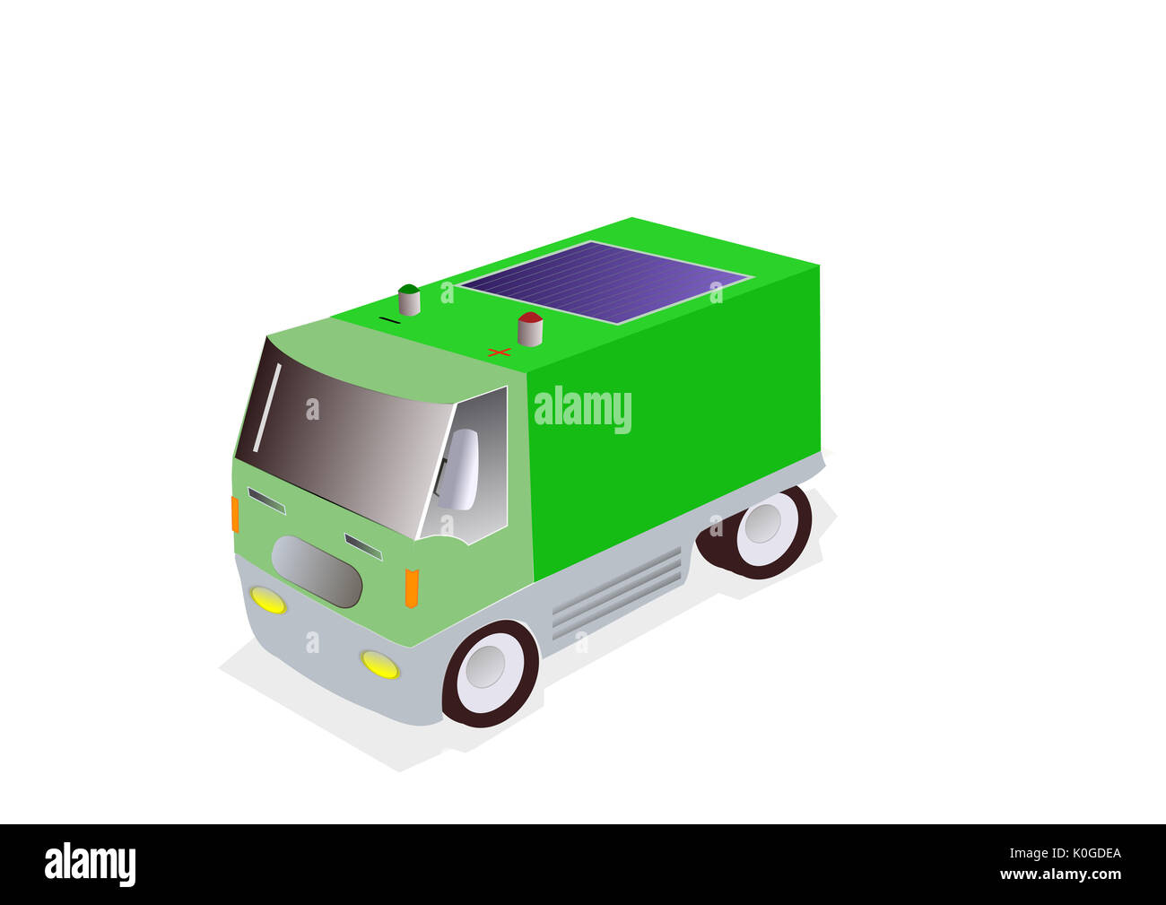 Illustration de chariot électrique vert sur fond blanc Banque D'Images