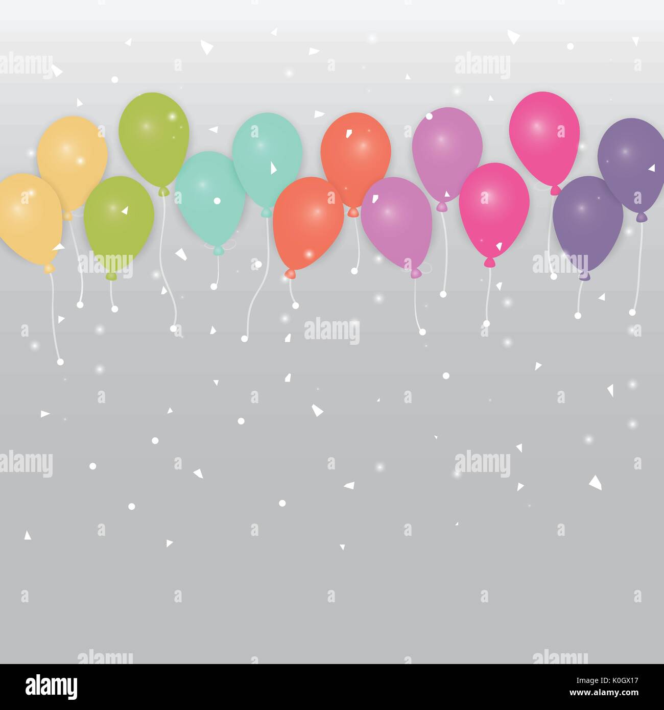 Parti de ballons et de confettis, vecteur d'actions Illustration de Vecteur