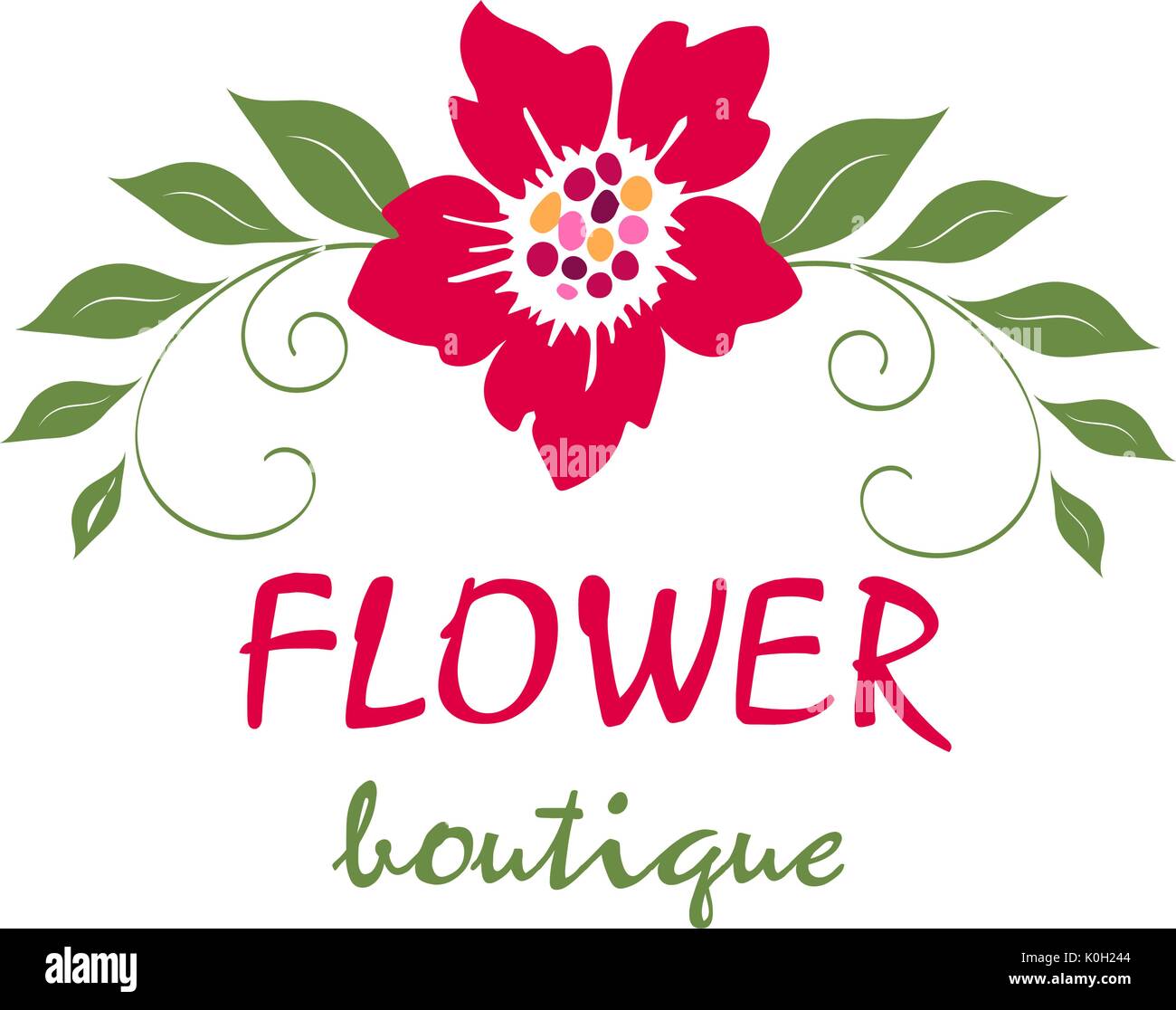 Logo lumineux pour une boutique de fleur bouquet floral. mariage , boutique, salon de beauté Illustration de Vecteur