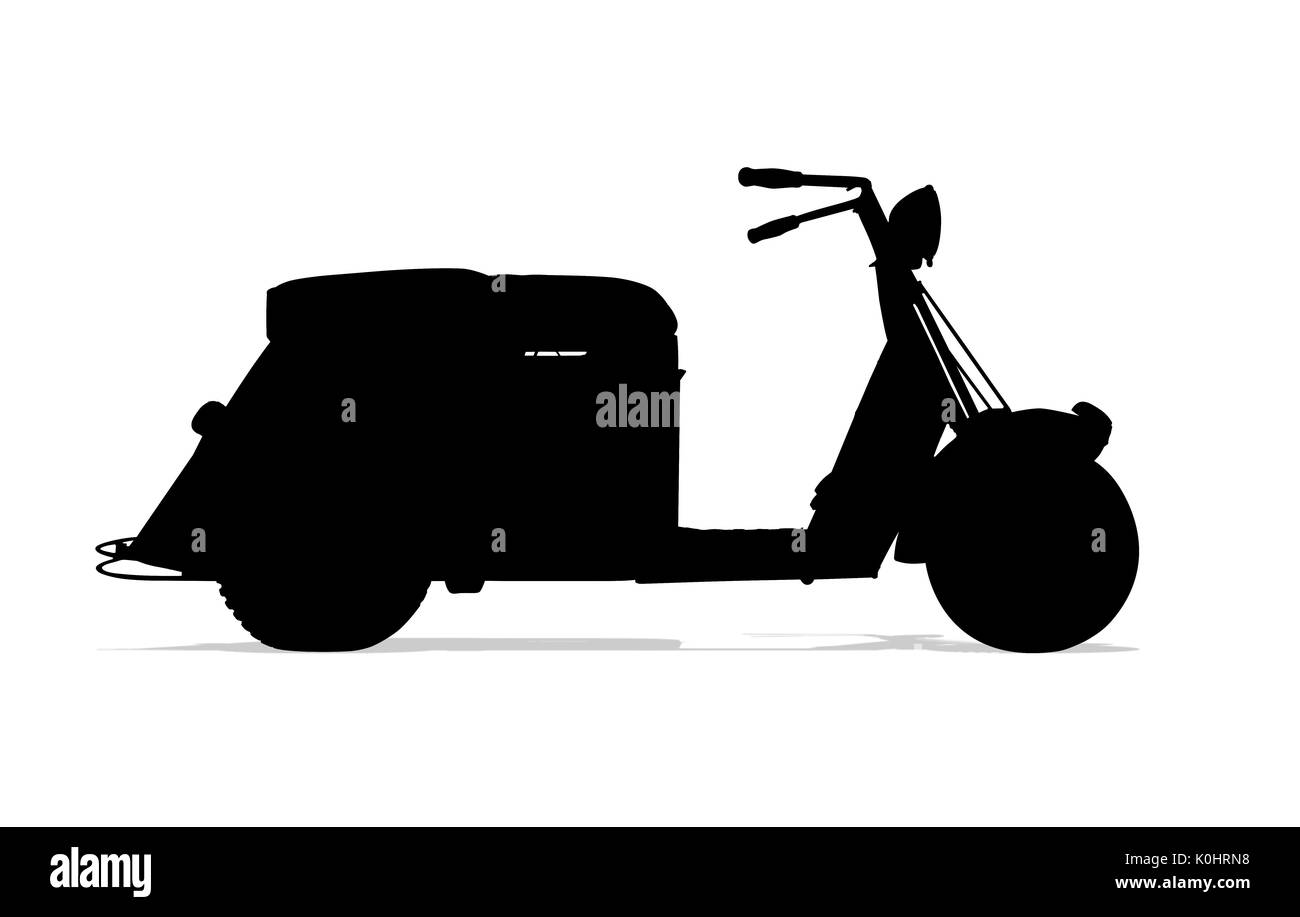 1949 Cushman Road King étape à travers la silhouette de scooters Banque D'Images