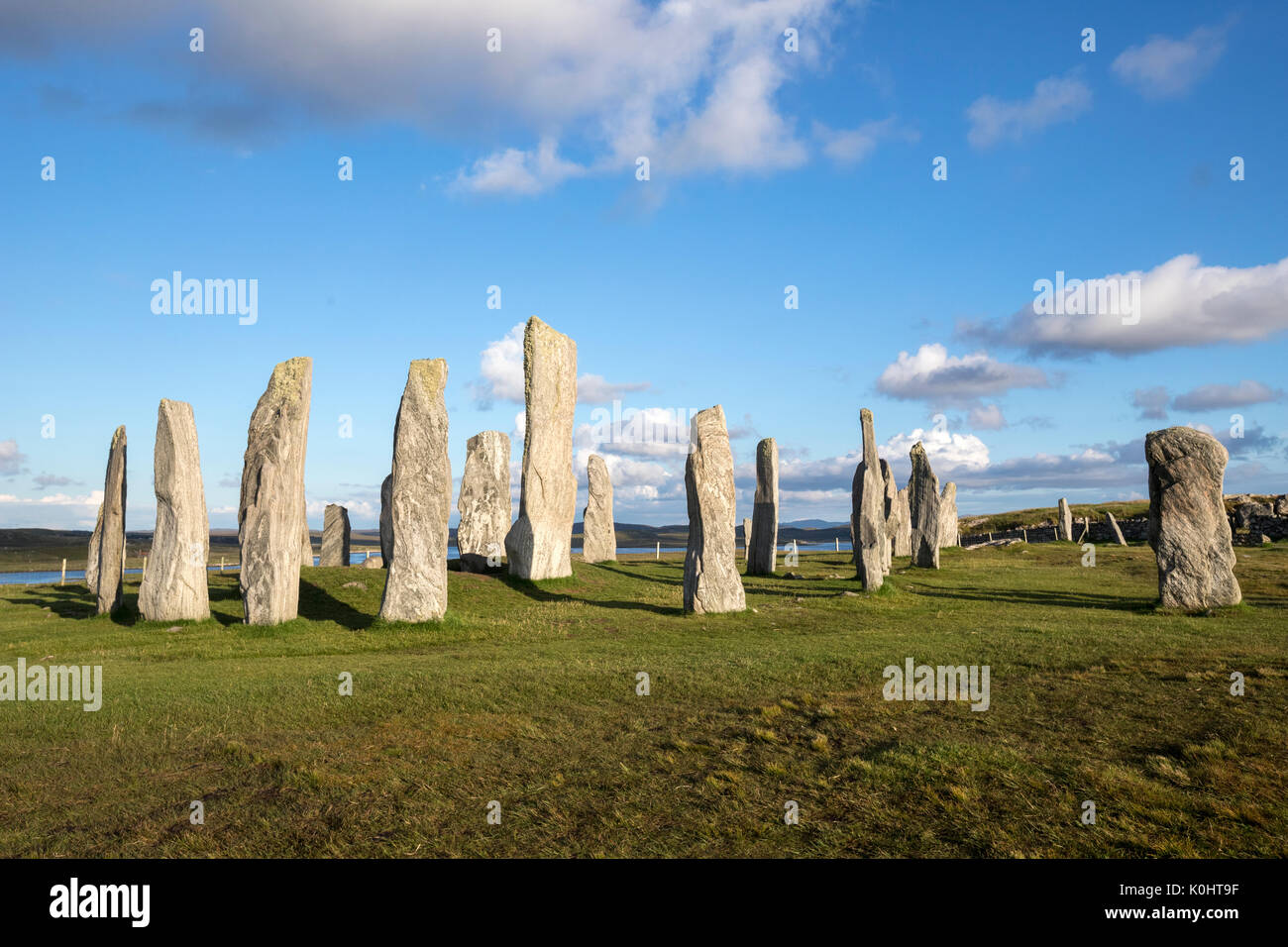 Callanish Standing Stones, pierres placées dans un motif cruciforme avec un cercle central en pierre, Callanish, Ecosse, Royaume-Uni Banque D'Images