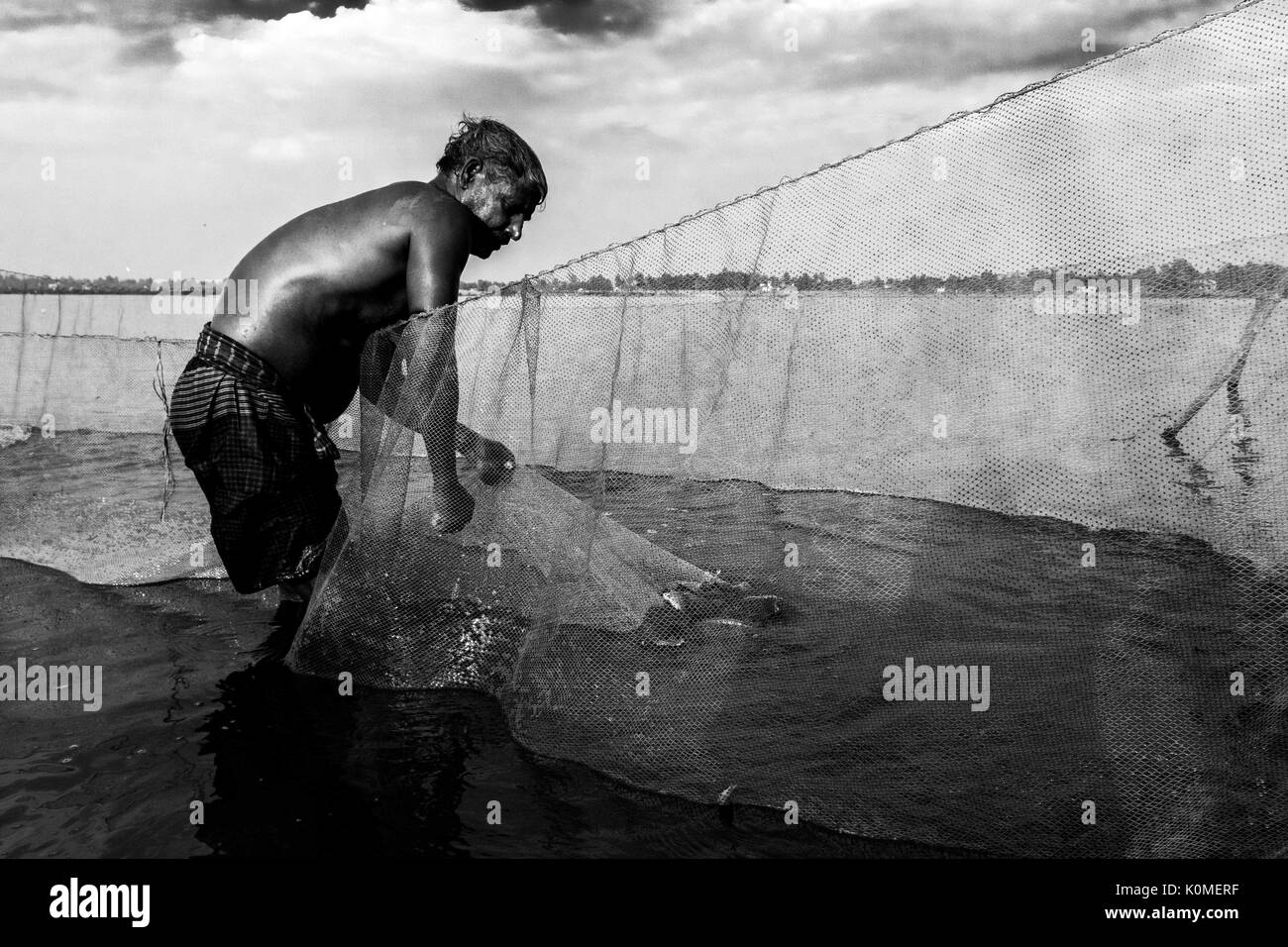 Avec net pêcheur kolkata West Bengal, Inde, Asie Banque D'Images Avec net pêcheur kolkata West Bengal, Inde, Asie Banque D'Images