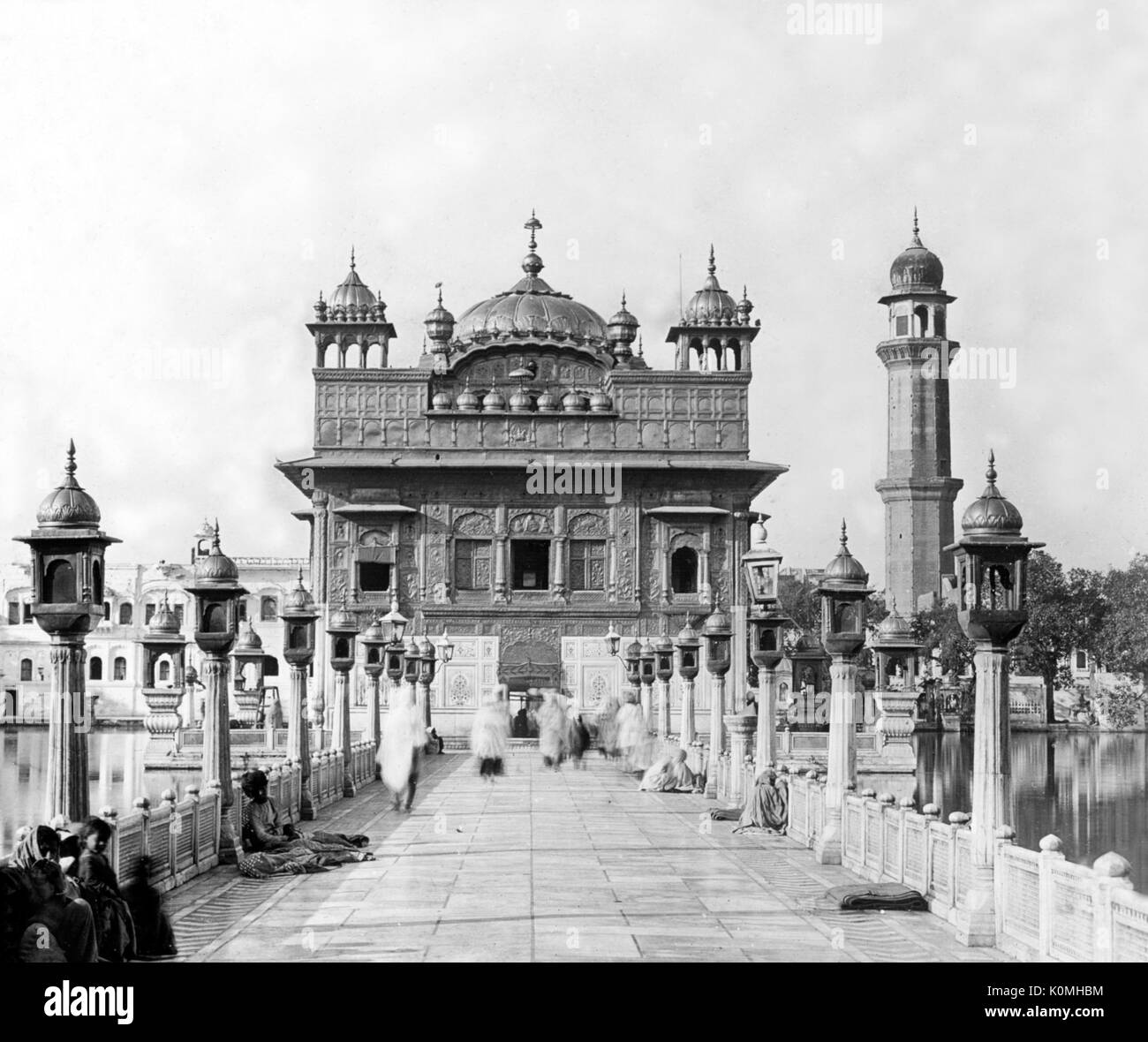 Old vintage diapositive de Golden Temple, Amritsar, Punjab, Inde, Asie, années 1800 Banque D'Images