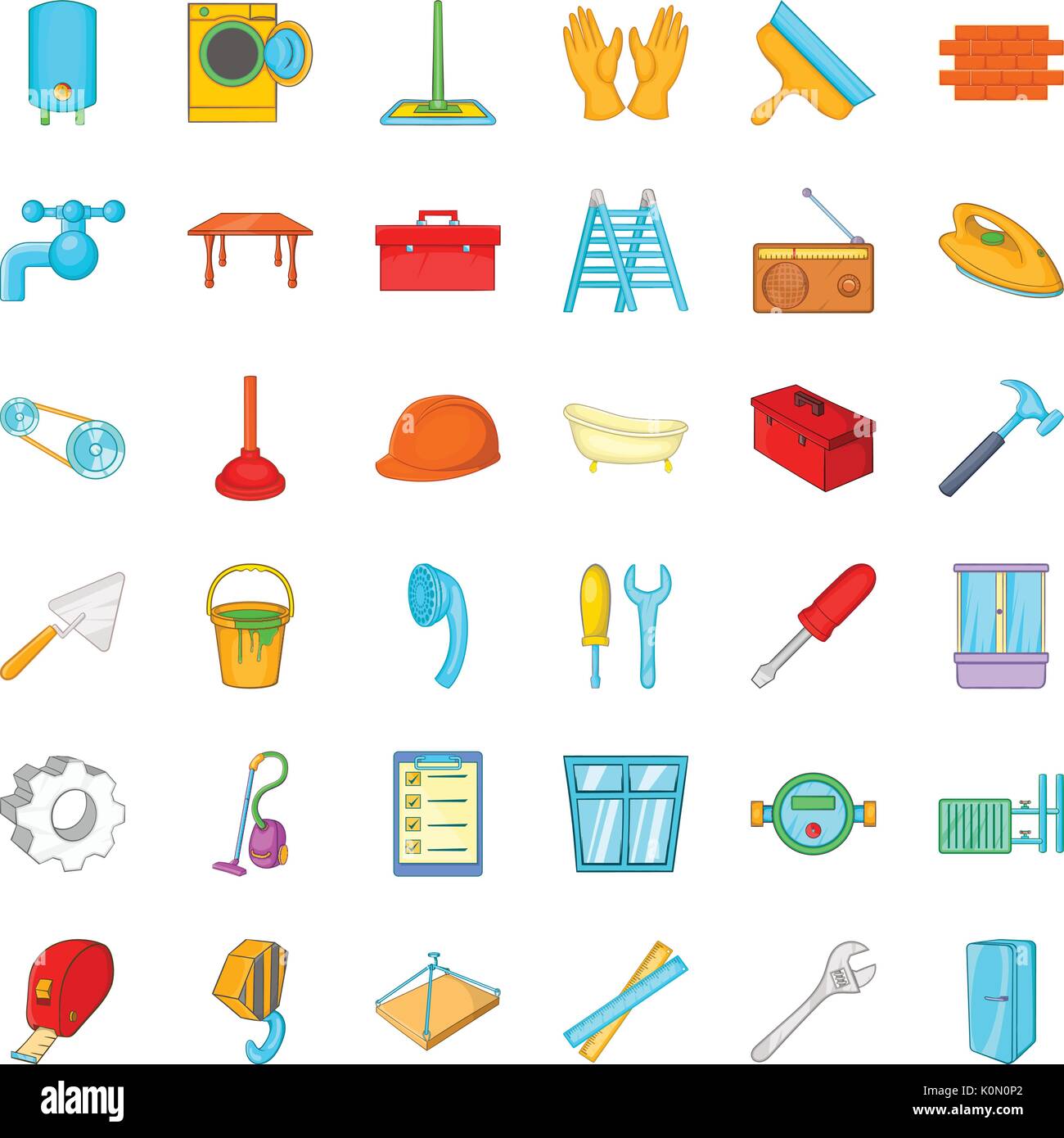 Télévision rénovation icons set, cartoon style Illustration de Vecteur