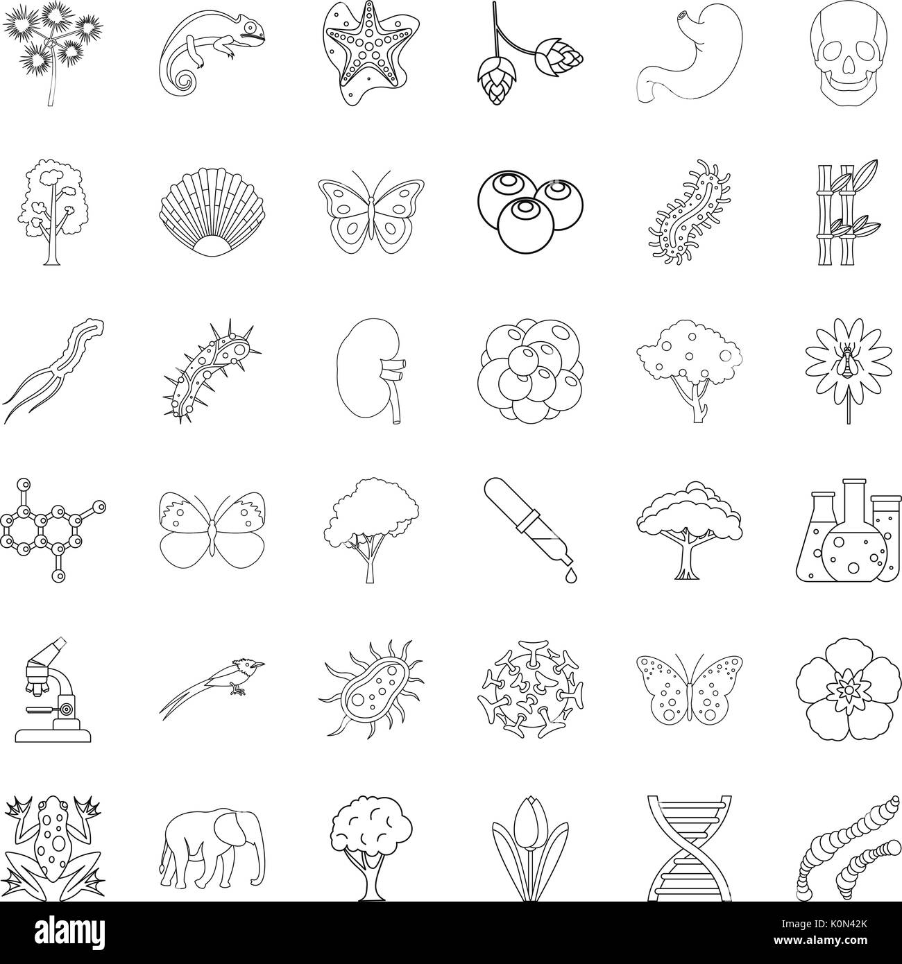 Icônes de la faune fixée, style contour Illustration de Vecteur