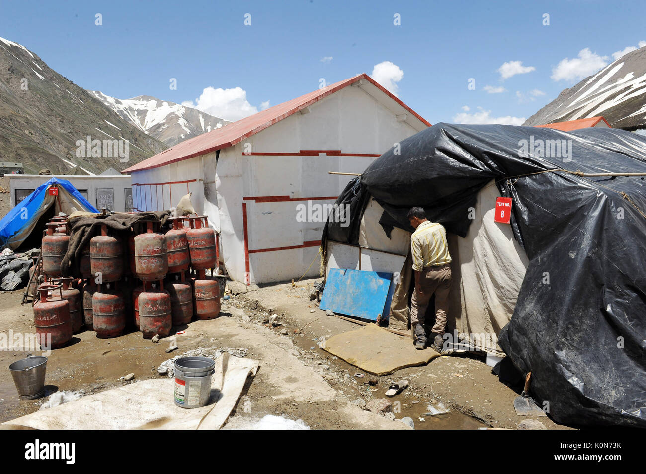 Pabibal tente à panchtarni Amarnath Yatra, Jammu, Cachemire, Inde, Asie Banque D'Images