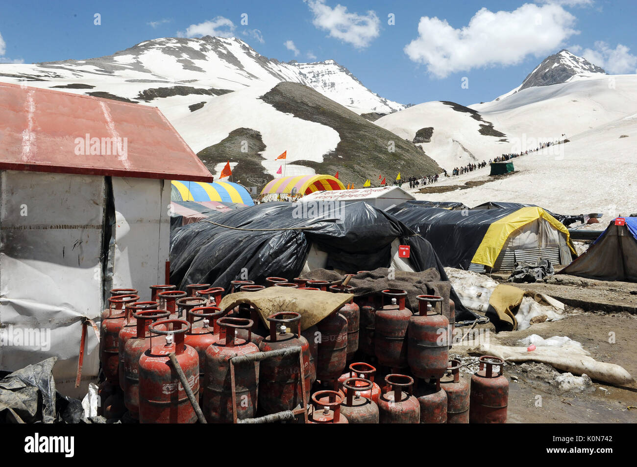 Pabibal tente à panchtarni Amarnath Yatra, Jammu, Cachemire, Inde, Asie Banque D'Images