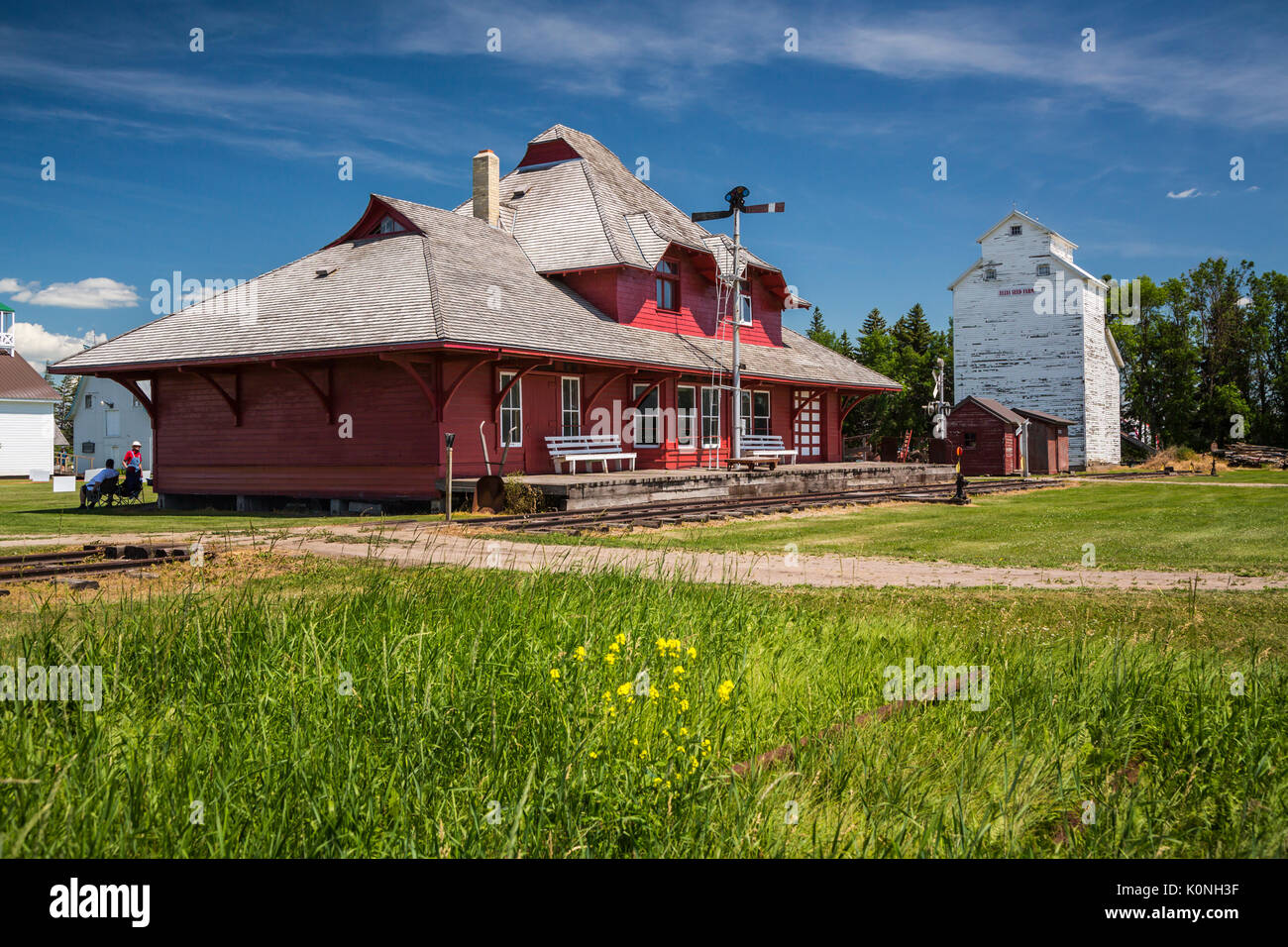 L'ancienne gare de Morden au Pembina Threshermen's Museum, à Winkler, au Manitoba, Canada. Banque D'Images