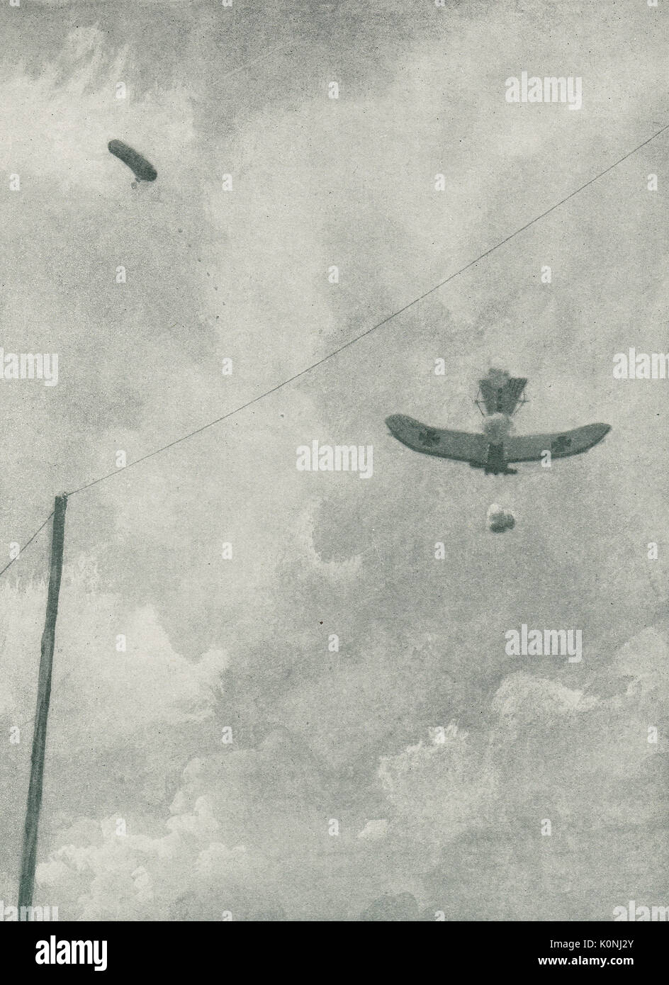 Avion allemand abattus au-dessus de lignes alliées Banque D'Images