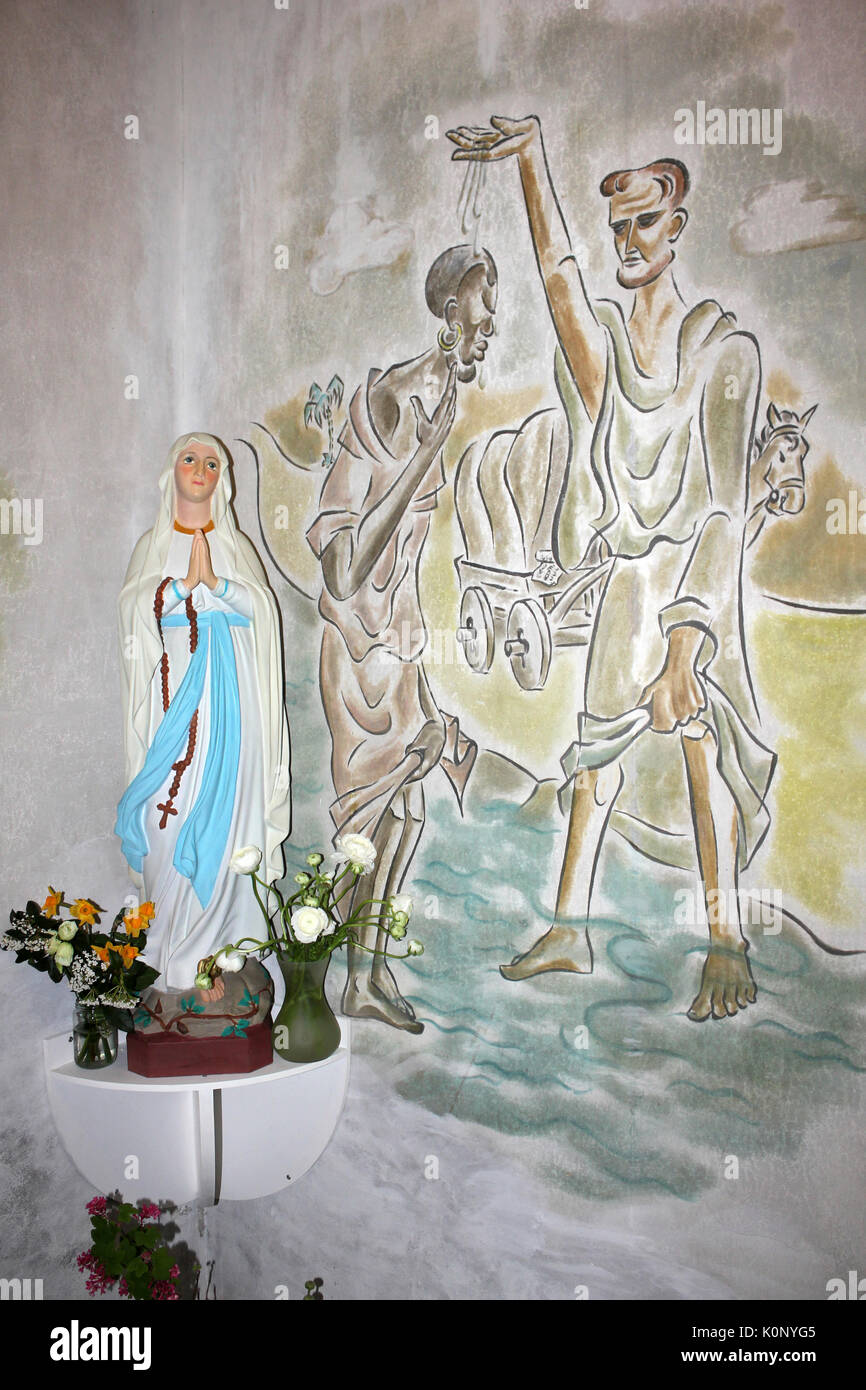 Statue de la Vierge et St Jean le Baptiste Art Interior de Johannes de doper l'Église catholique romaine, Den Burg Banque D'Images