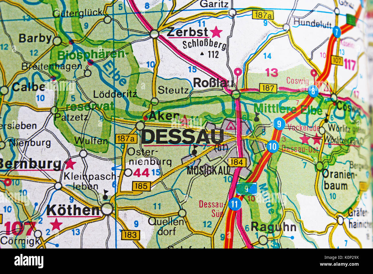 Plan de la ville de Dessau la carte de route Photo Stock - Alamy