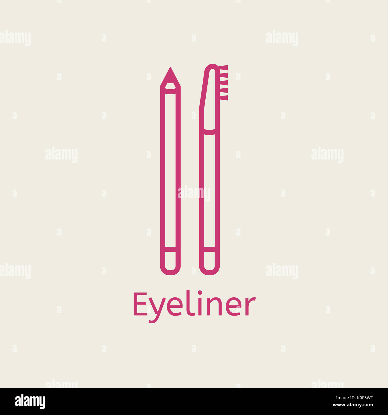 L'eyeliner cosmétique pensil fine ligne icône. Banque D'Images