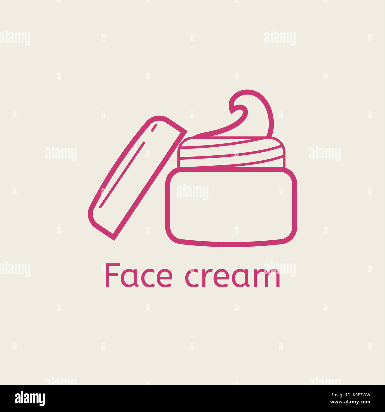 L'icône de la ligne fine crème visage. Banque D'Images