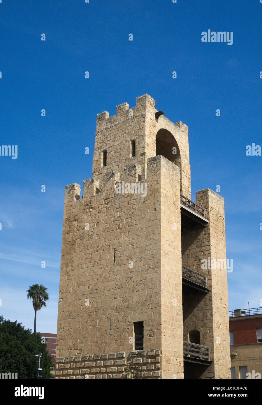 Le Mariano II ou la tour Torre di San Cristoforo tower,ou Porta Manna, Cagliari, Sardaigne, Italie Banque D'Images