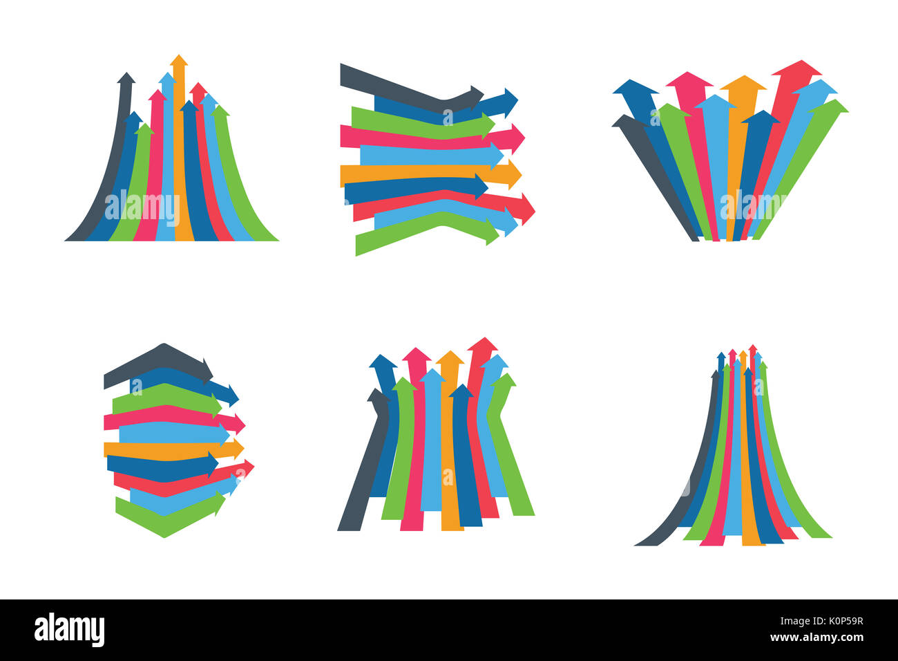 Flèche infographique. Flèches de la croissance, le succès, le volume des ventes augmenter, augmentation démographique. 3D arrière-plan simple pour votre présentation. Banque D'Images