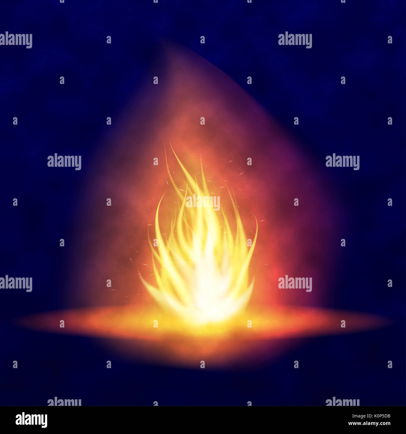 Feu de brûler. Flamme vacillante chaud avec des étincelles. Langues de flammes. Lueur d'une torche. Brûler vif effet d'une bougie. Banque D'Images