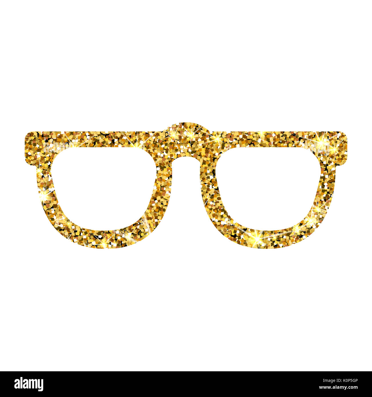 Gold glitter sunglasses. Élément de design de luxe. Sparcle or lunettes. Les particules d'ambre. Banque D'Images