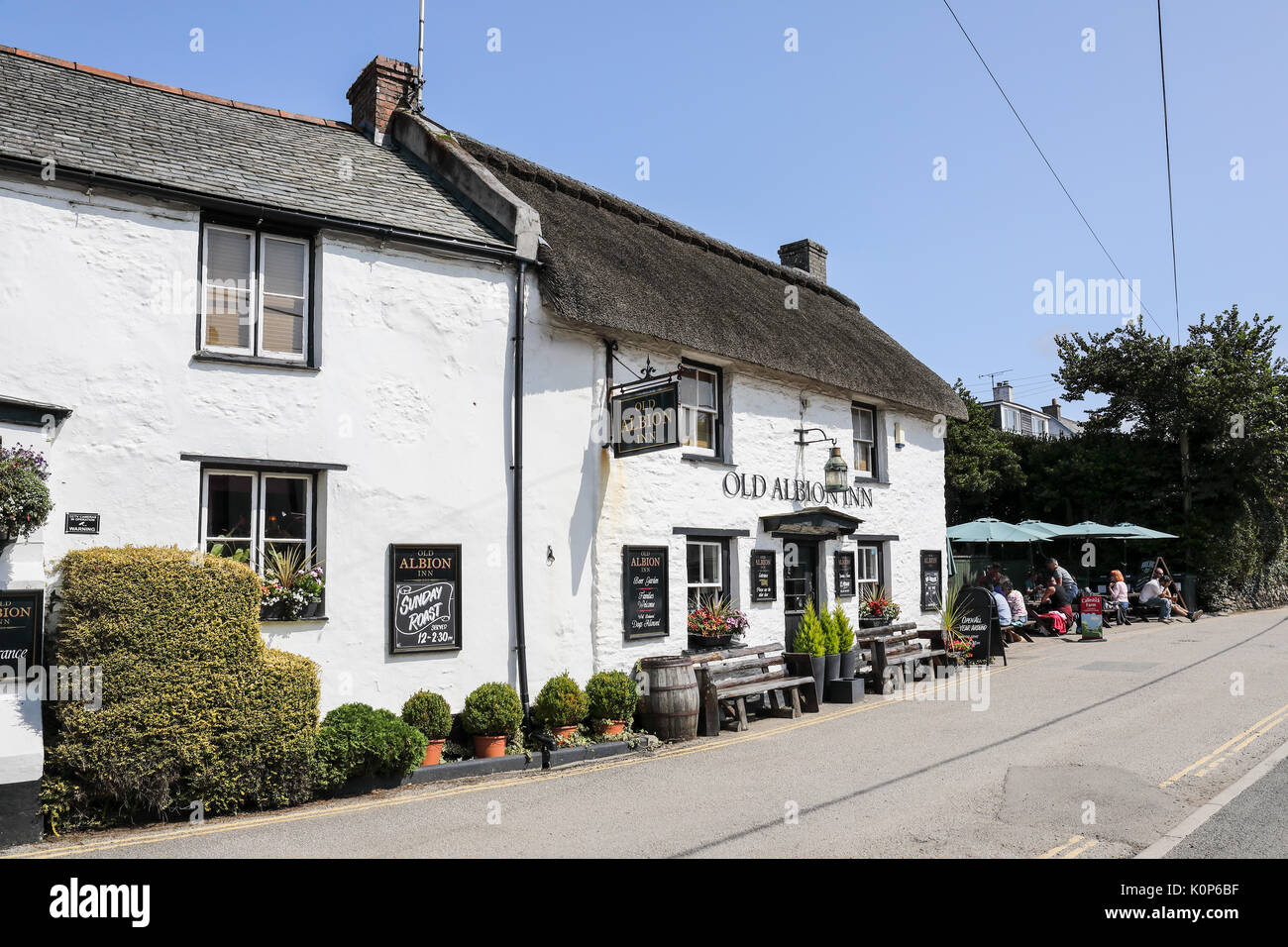 La maison publique Old Albion Inn, Crantock, Cornwall, South Devon, Angleterre, Royaume-Uni Banque D'Images