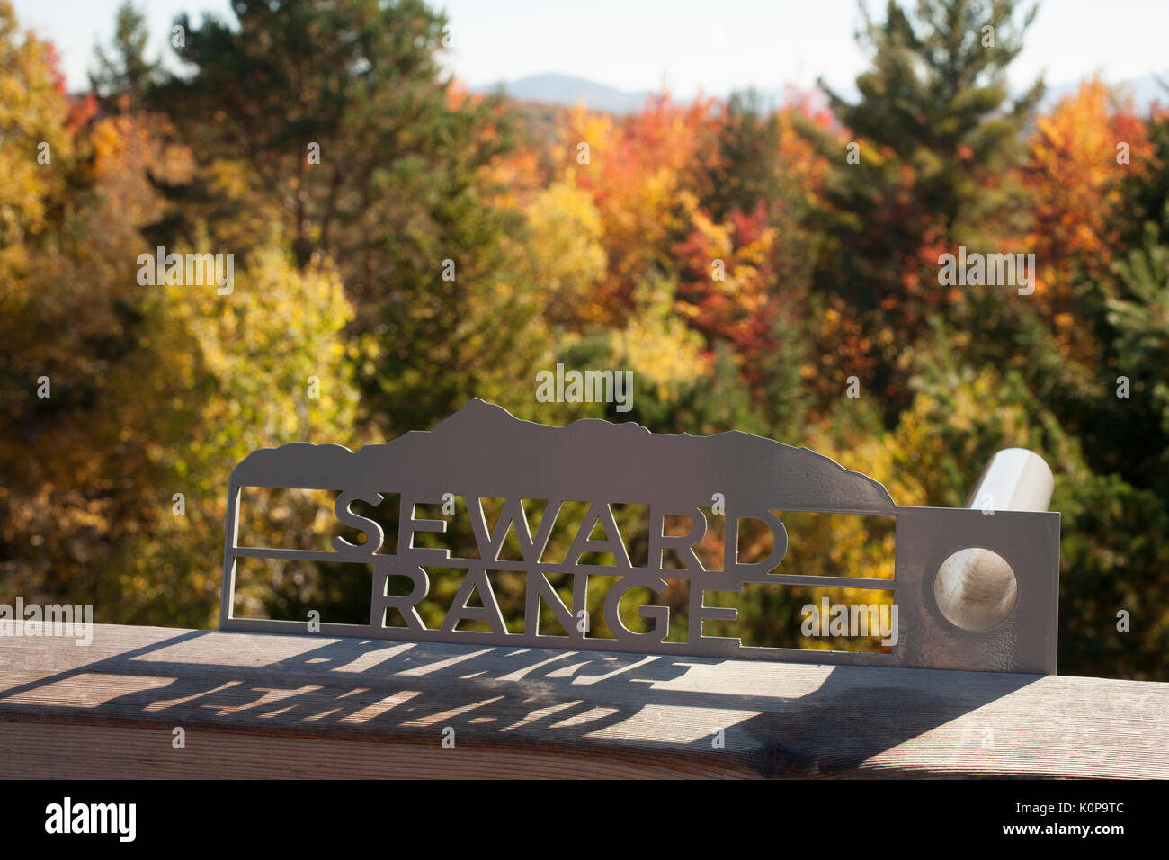 Voir à partir de la plate-forme d'observation sur la nature à pied à l'état sauvage au centre Tupper Lake dans les Adirondacks de l'état de New York. Banque D'Images