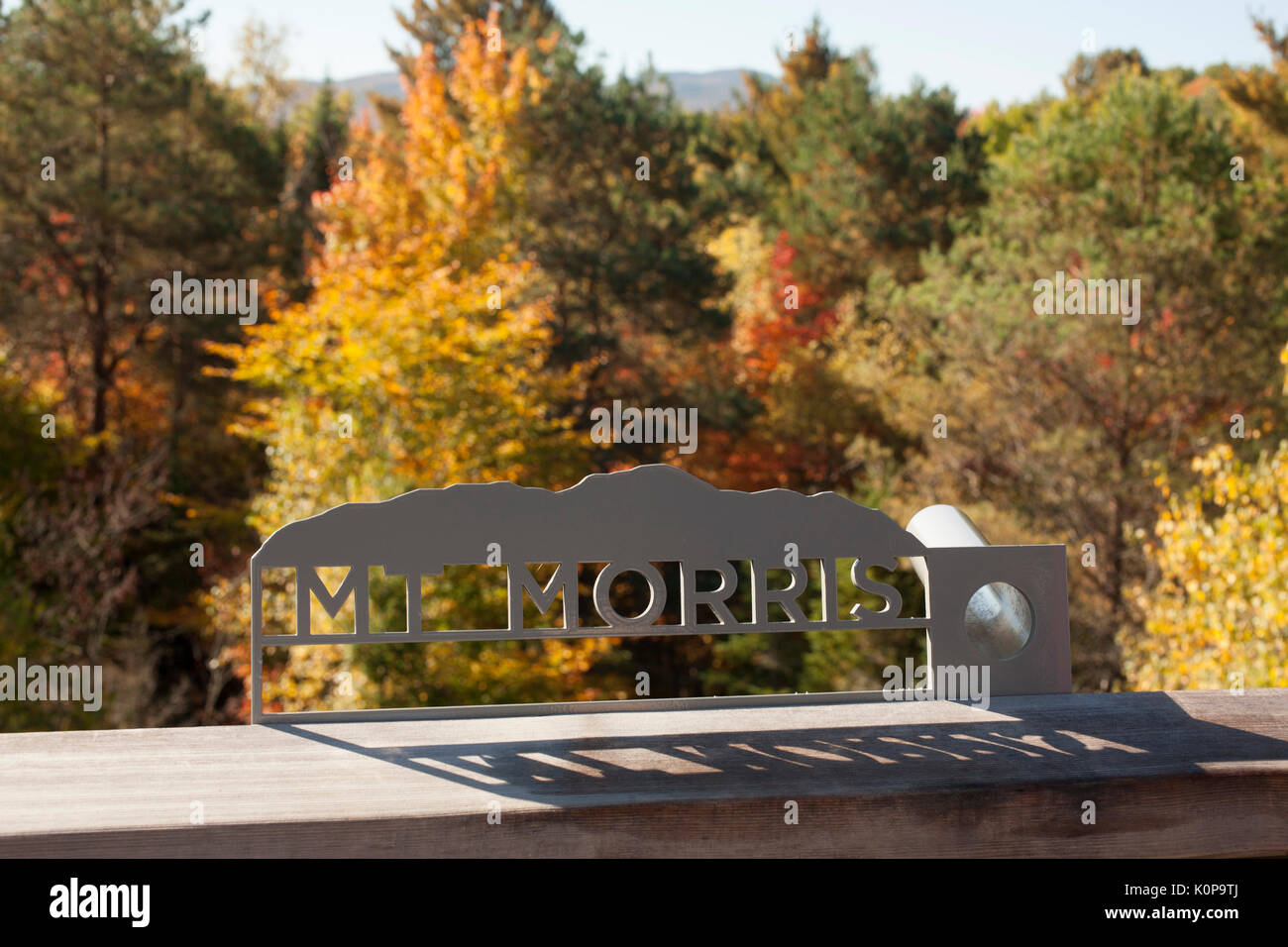 Voir à partir de la plate-forme d'observation sur la nature à pied à l'état sauvage au centre Tupper Lake dans les Adirondacks de l'état de New York. Banque D'Images
