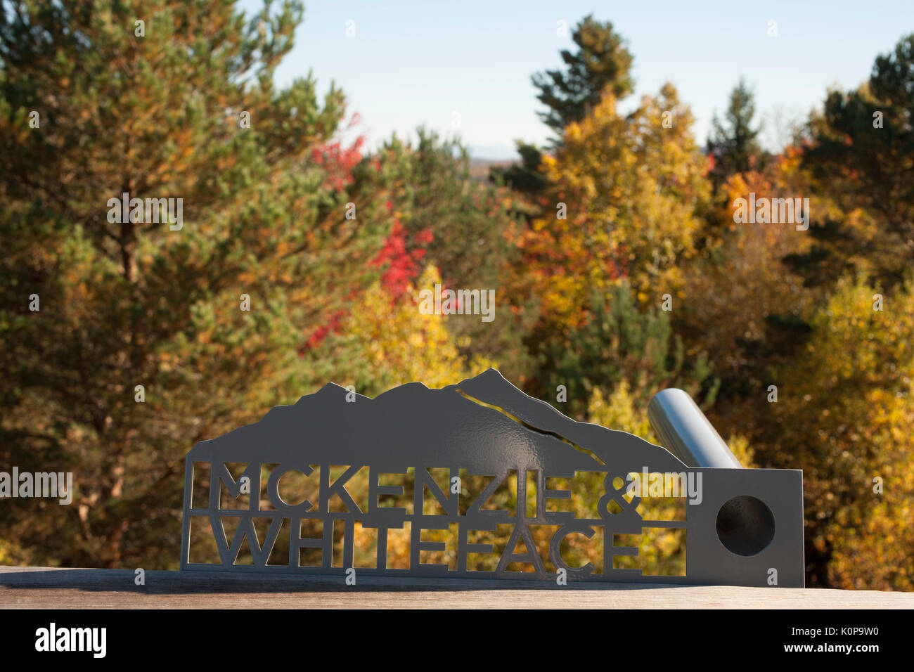 Voir à partir de la plate-forme d'observation sur la nature à pied à l'état sauvage au centre Tupper Lake dans les Adirondacks de l'état de New York. Banque D'Images