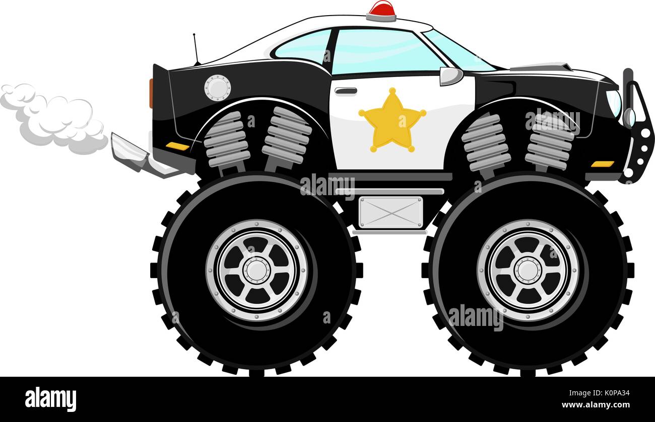 Dream lover match voiture de police 4x4 cartoon isolé sur fond blanc Illustration de Vecteur