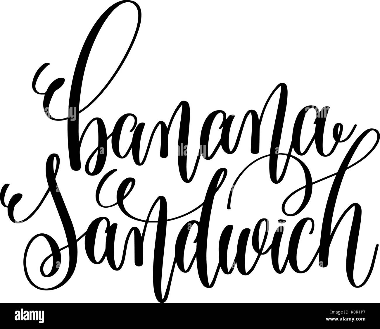 Sandwich banane - lettrage main inscription à vie en santé Illustration de Vecteur