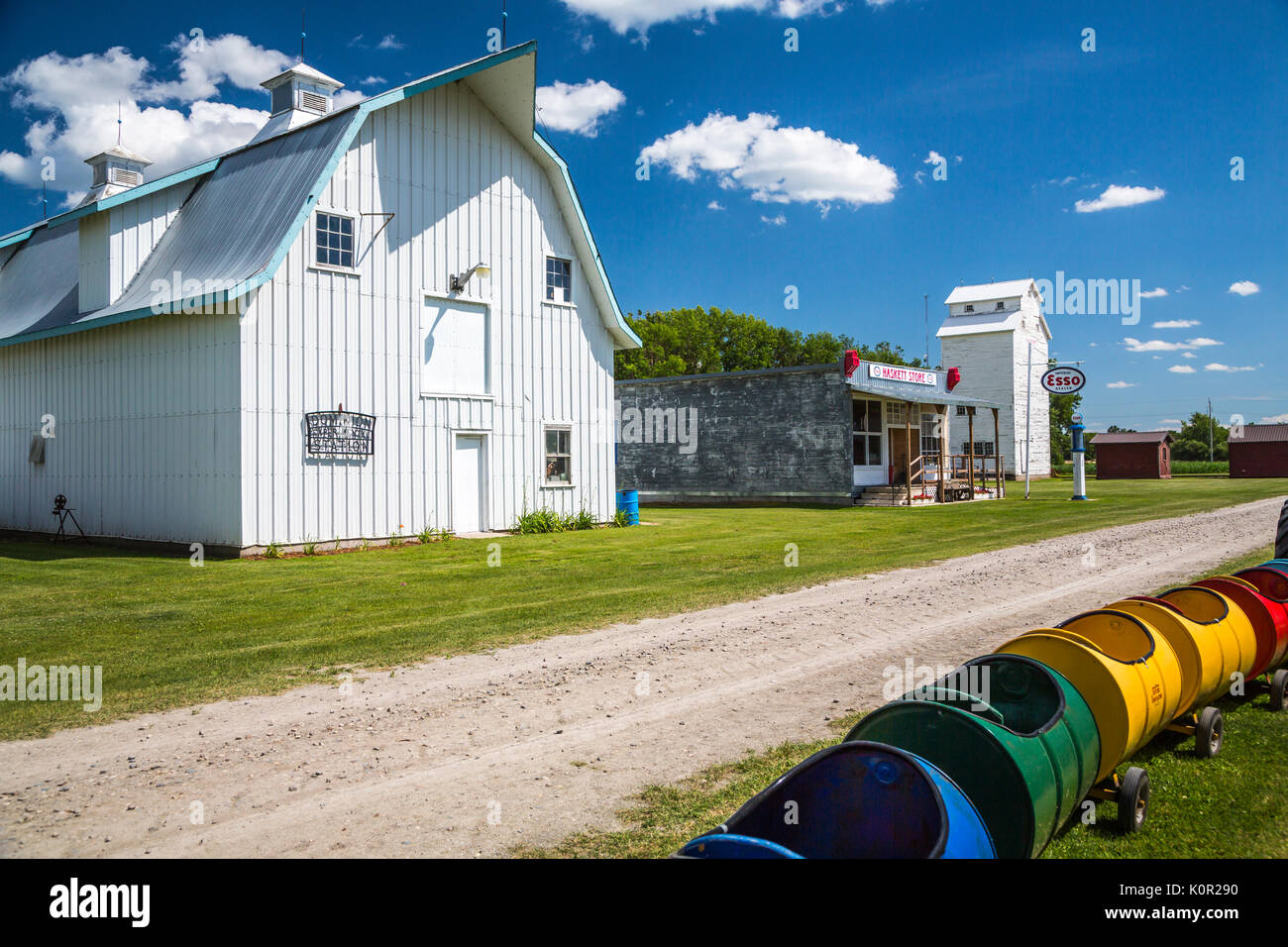 Une grange de ferme au Pembina Threshermen's Museum, à Winkler, au Manitoba, Canada. Banque D'Images