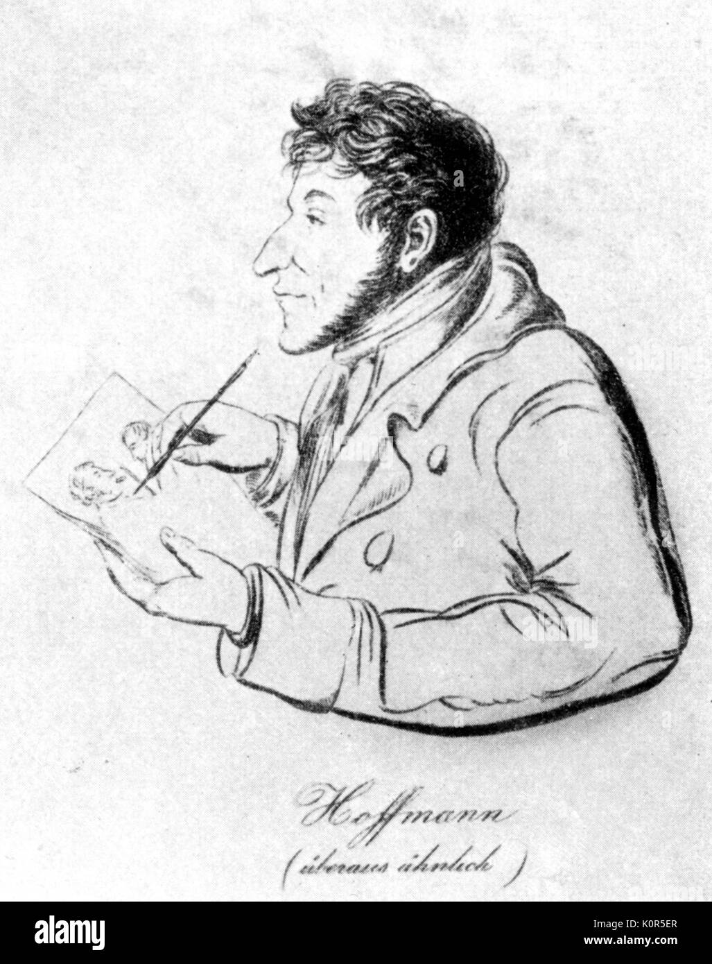 E.T.A Hoffmann - Auto-portrait dans sa période de Bamberg. Romancier, compositeur et écrivain sur la musique. 1776 - 1822. Banque D'Images