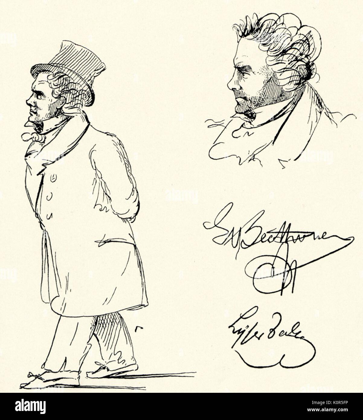 BEETHOVEN, Ludwig van. Caricature de J.P Lyser Banque D'Images