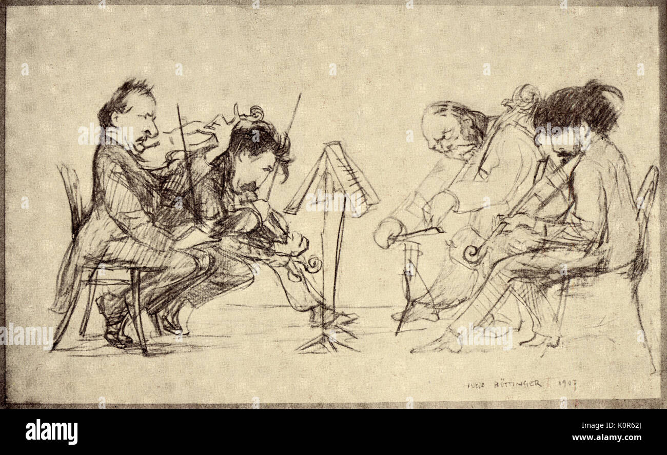 Quatuor de Bohême Bohême 1907 par Hugo Bottinger Q fondé en 1892. De G à D : Karl Hoffmann, Joseph Suk (deuxième violon), Georg Herold (alto), Hans Wihan (violoncelle) Banque D'Images