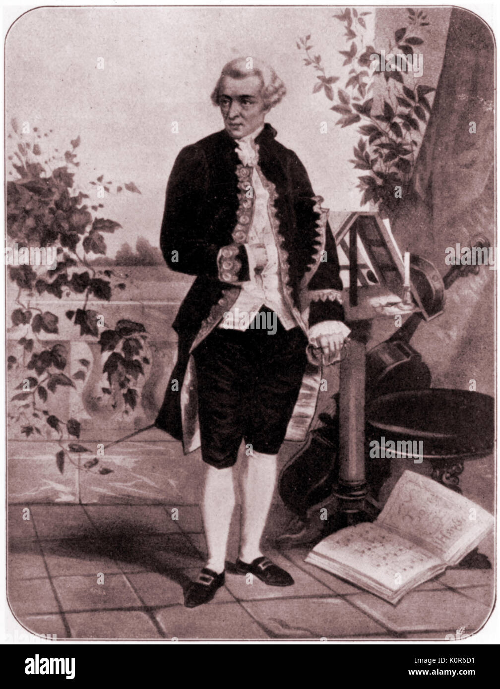 HAYDN, FRANZ JOSEPH HAYDN en service avec la famille Esterhazy, portant leurs livery. Compositeur autrichien (1732-1809). Banque D'Images