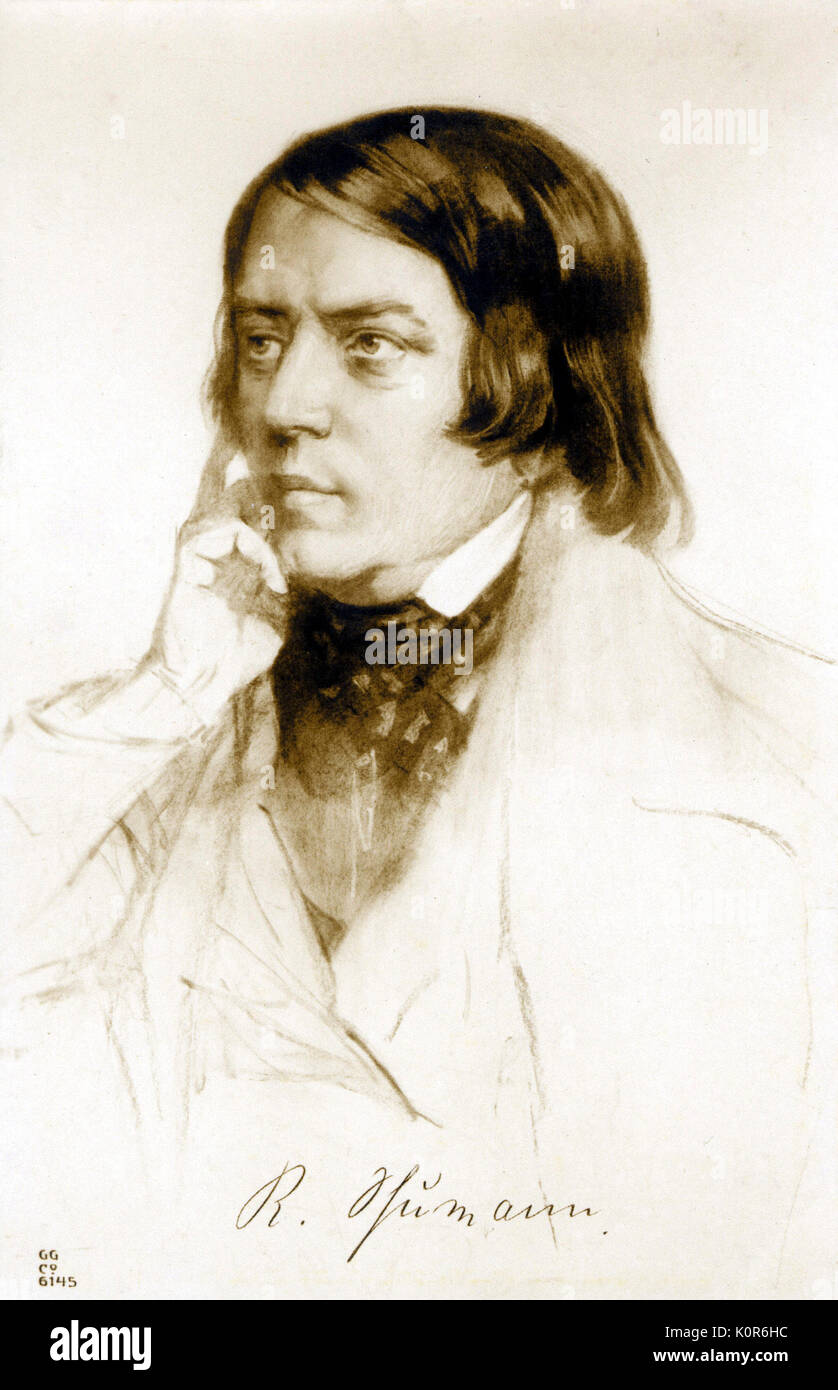 Robert Schumann - portrait de croquis. Compositeur allemand. 8 juin 1810 - 29 juillet 1856 Banque D'Images