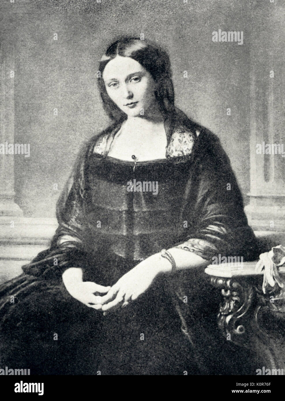 Clara Schumann en 1853 d'après une peinture par Sohn. Pianiste et compositeur allemand 1819-1896. Banque D'Images