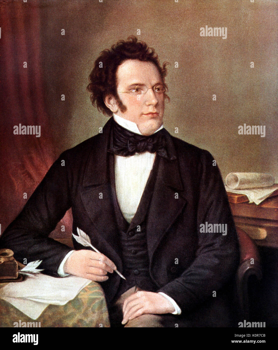 F Schubert par W.A. Rieder compositeur autrichien, 1797-1828. Franz Schubert. Compositeur autrichien, 31 janvier 1797 - 19 novembre 1828. Banque D'Images