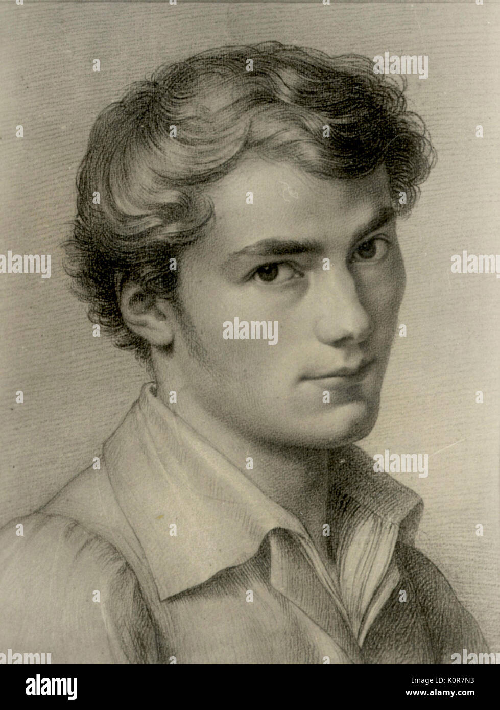 Portrait de Franz Schubert lorsque de jeunes dessiné par Kupelweiser. Compositeur autrichien. 31 janvier 1797 - 19 novembre 1828. Banque D'Images