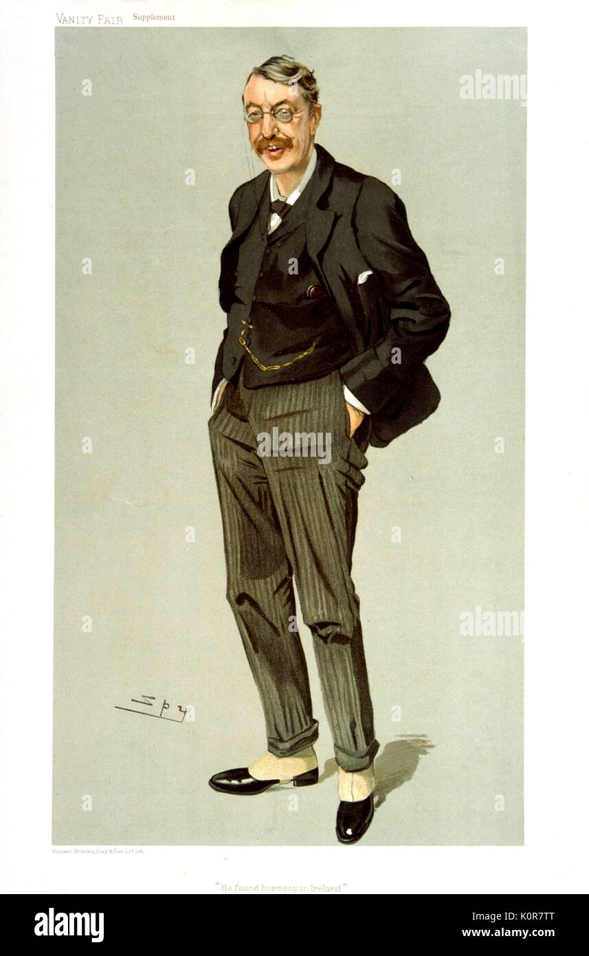 Charles Villiers STANFORD dans Vanity Fair cartoon 2 février 1905 par Spy (Leslie Matthew Ward, 1851- 1922). Compositeur et pédagogue ; 1852 - 1924. Banque D'Images
