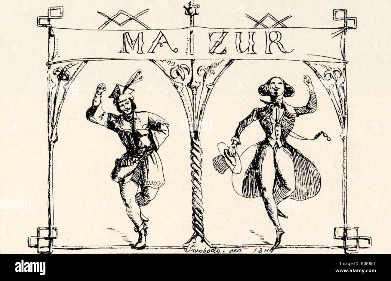 - Danse Mazurka 1844. ( Mazurka - Polish national dance datant au moins d'aussi loin que le 16ème siècle. - Source : Everyman, Nouveau dictionnaire de musique, 1988 ) Banque D'Images
