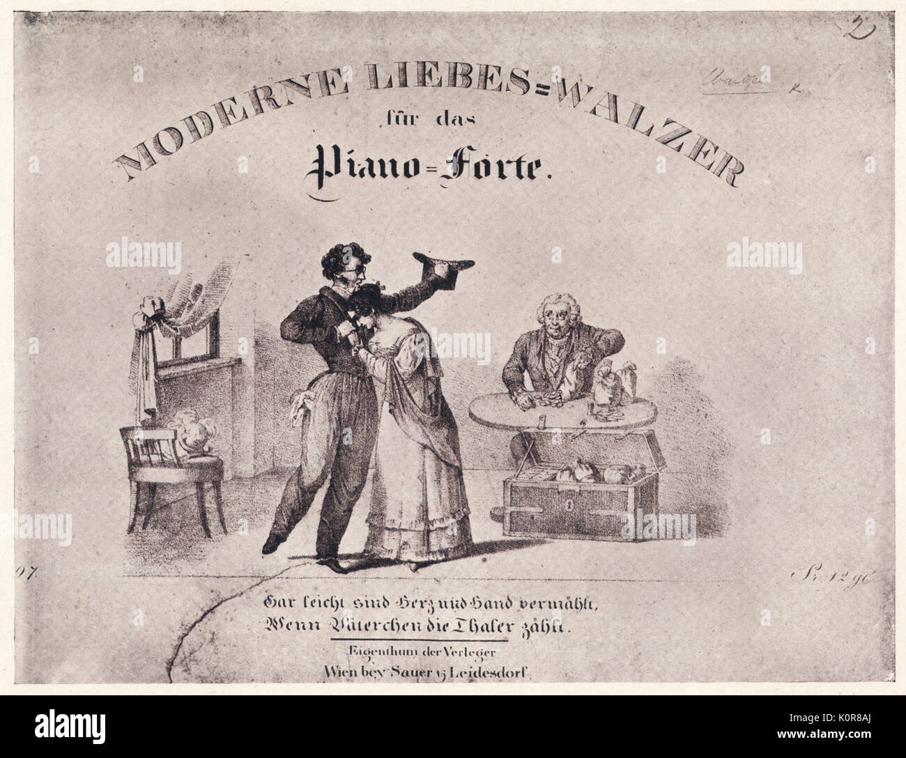 Franz Schubert - caricature - compositeur autrichien 31 Janvier 1797 - 19 novembre 1828 - publié par Sauer & Leidesdorf, Vienne Banque D'Images