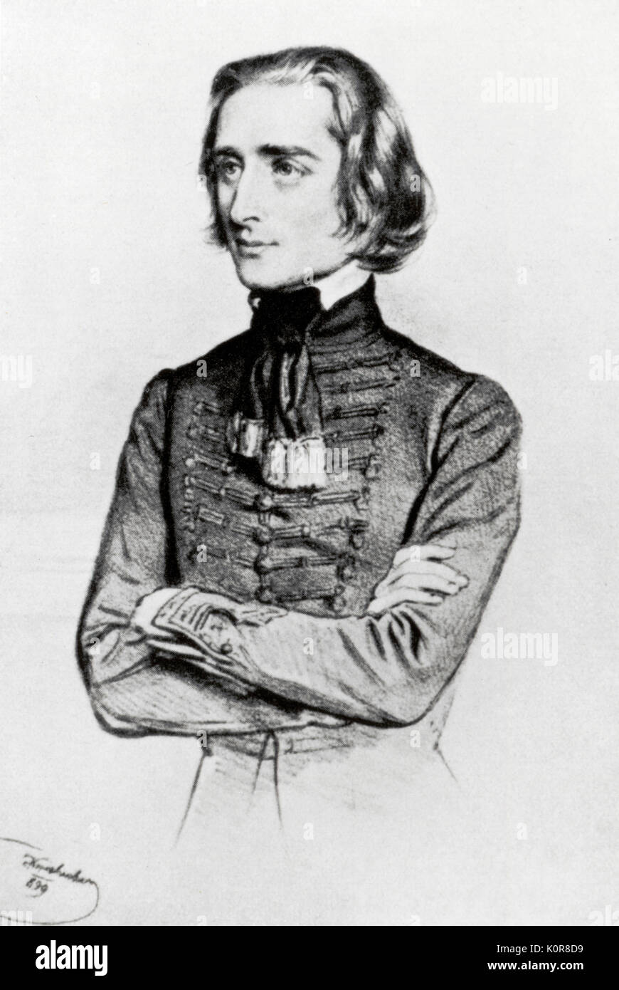 Franz Liszt (Ferencz) - portrait en costume national hongrois, par Kriehuber, 1840 - pianiste et compositeur hongrois. 22 octobre 1811 - 31 juillet 1886. Banque D'Images