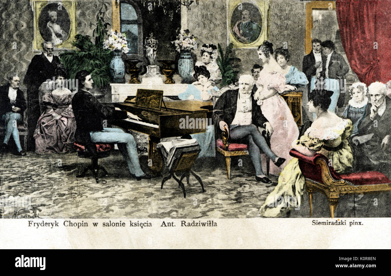 Frédéric Chopin à l'affiche à l'Radziwills en Posnanie -par Henryk Siemiradzki. Frédéric Chopin. Le compositeur polonais (1810-1849). Banque D'Images