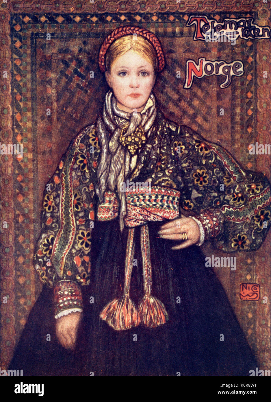 Paysanne norvégienne en costume -' un paysan d'Saetersdalen ' par Nico Jungman (1872- 1935). Connexion de Edvard Grieg Banque D'Images Paysanne norvégienne en costume -' un paysan d'Saetersdalen ' par Nico Jungman (1872- 1935). Connexion de Edvard Grieg Banque D'Images