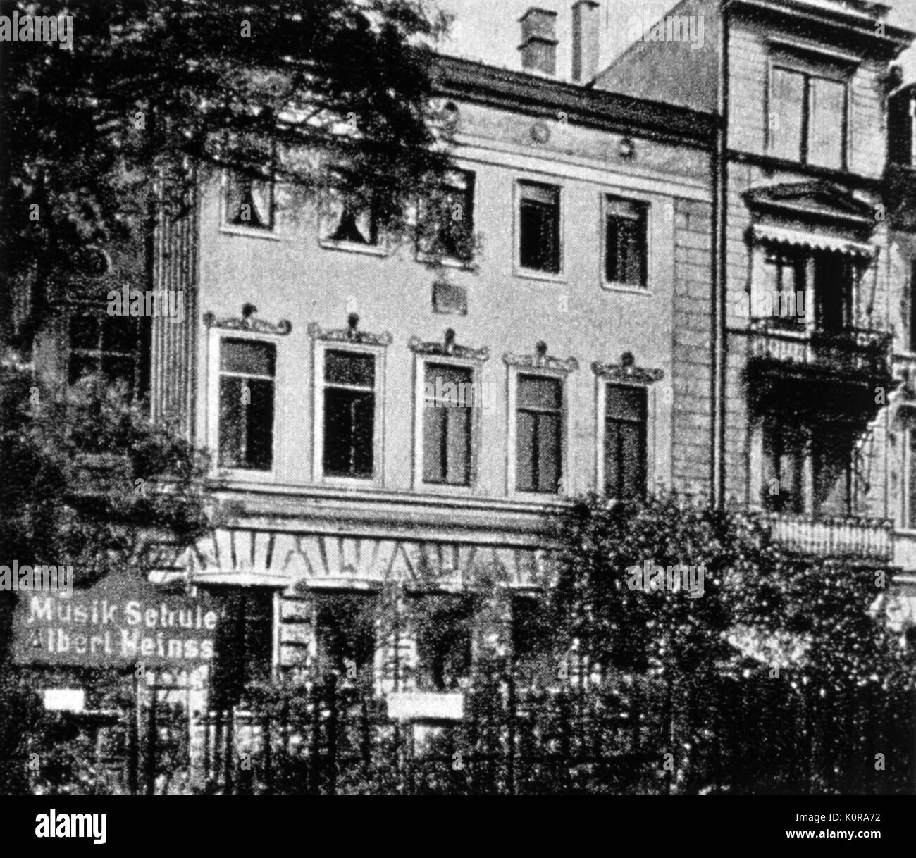 La maison de Schumann à Inselstrasse 18 Leipzig, Robert Schumann. Compositeur allemand (1810-1856) Banque D'Images