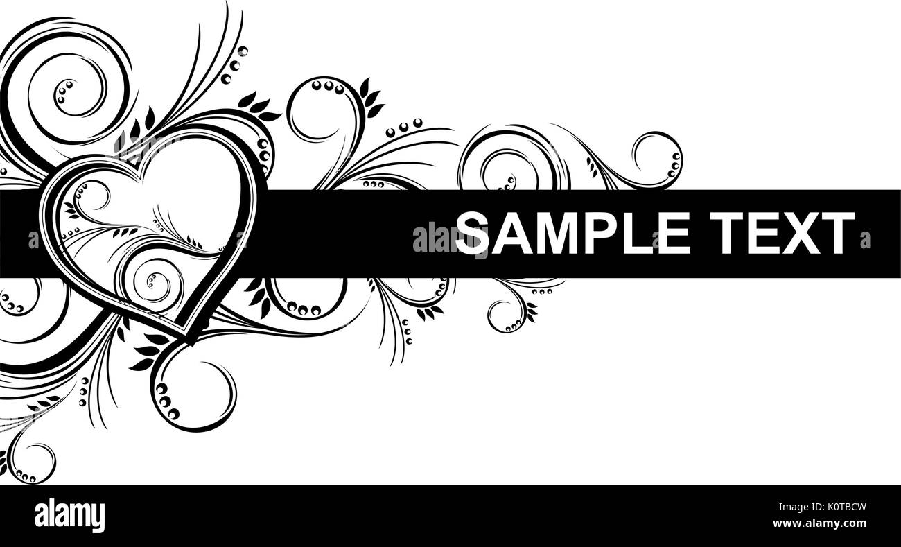 Coeur avec ornements floraux isolé sur fond blanc, des objets très facile à éditer en format vectoriel Illustration de Vecteur