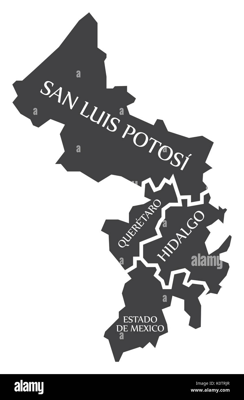 San Luis Potosi - Querétaro - Hidalgo - Estado de Mexico Mexique Carte illustration Illustration de Vecteur