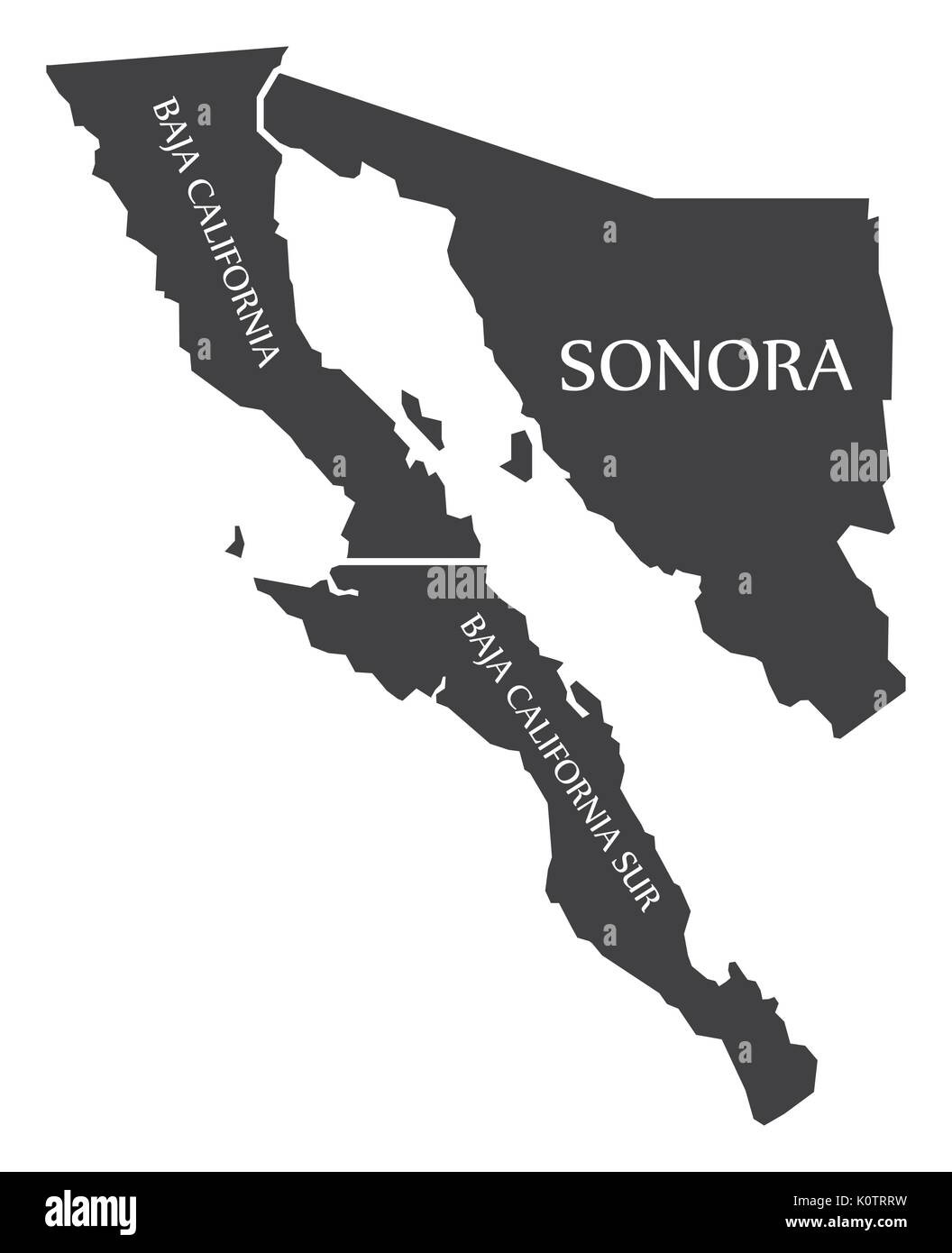 Baja California - Sonora - Baja California Sur la carte Mexique illustration Illustration de Vecteur
