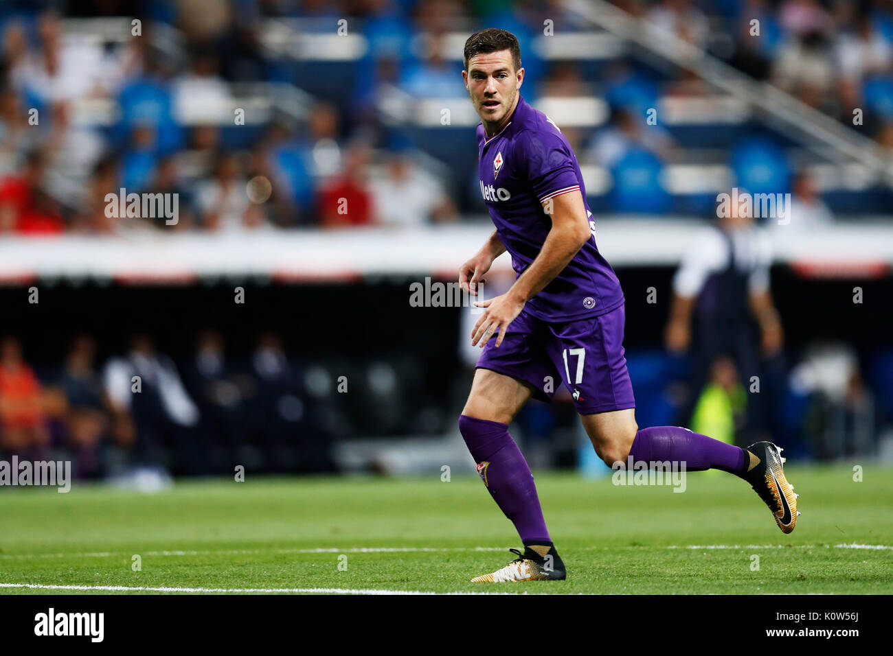 Jordan Veretout (Fiorentina), le 23 août 2017 - Football / Soccer : 'Trofeo Santiago Bernabeu' match entre le Real Madrid CF 2-1 Fiorentina au Santiago Bernabeu à Madrid, Espagne. (Photo par D. Nakashima/AFLO) Banque D'Images