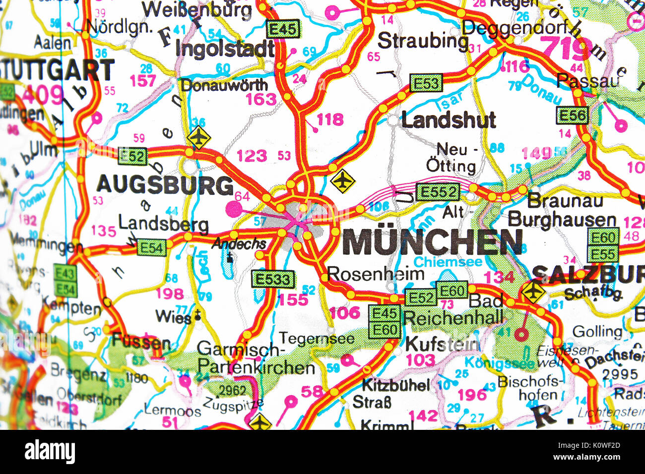 Munchen Munich München City carte La carte de route Photo Stock - Alamy